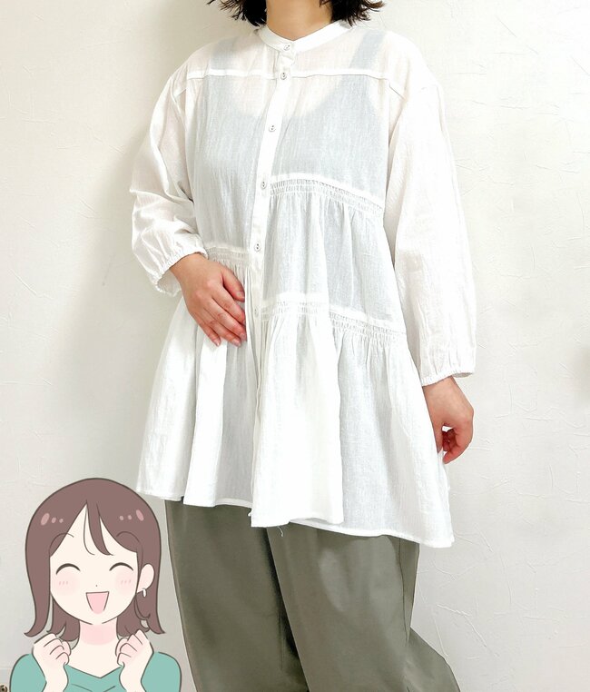 すぽんと着るだけで大人かわいい！しまむらの「ワンピースみたいなブラウス」お尻まですっぽり隠せるのが嬉しい！