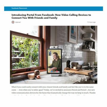 Facebook、Alexa搭載のスマートディスプレー「Portal」を発表