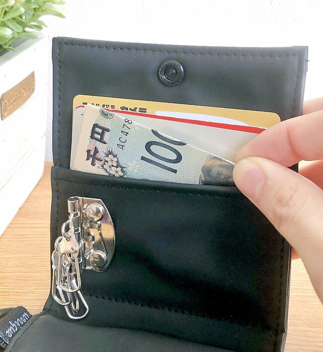 ミニ財布にちょうどいい…！ダイソーの「小銭が入るキーケース」クレカや診察券もスポッとしまえるの！