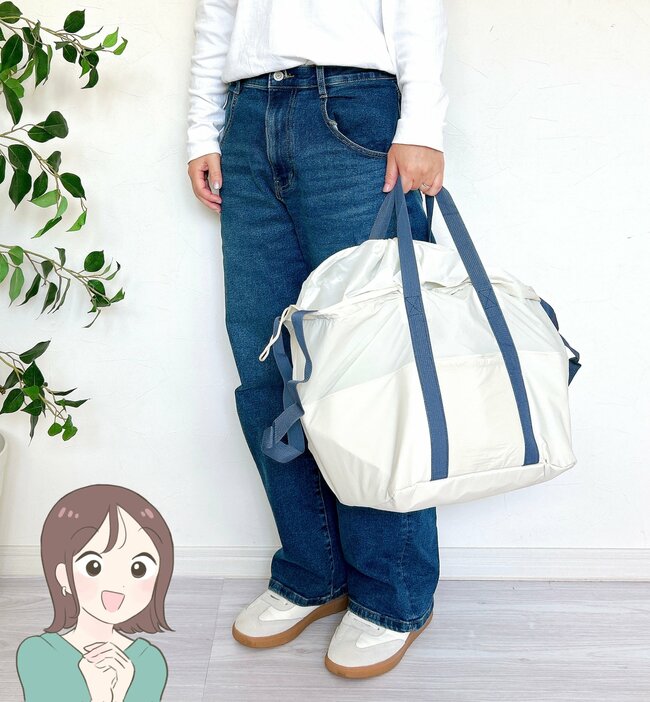 「セルフレジに最適」ガバっと開いて使いやすい！3COINSの“大容量エコバッグ”カゴいっぱいの商品がまるっと入った！「楽に詰めることができて良い」「とても重宝しています」