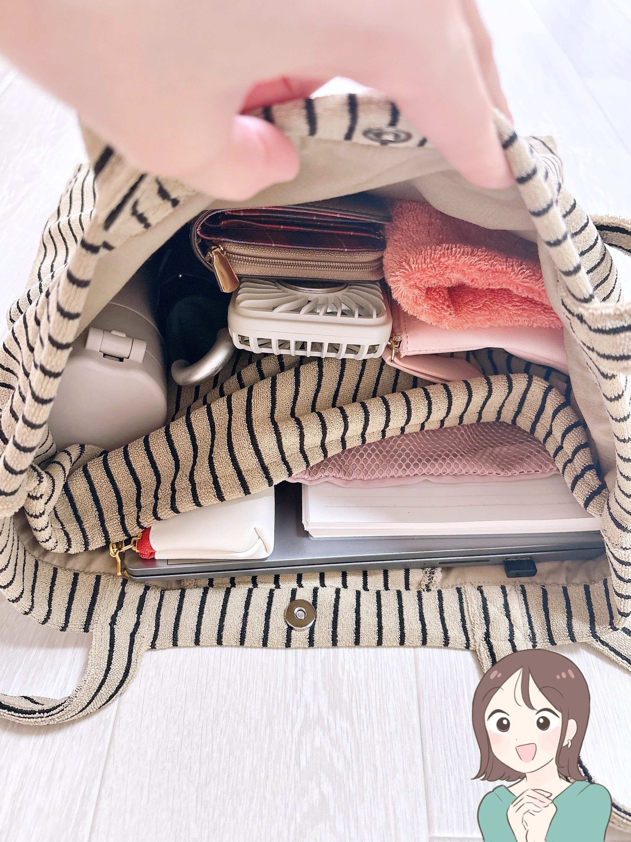 グローバルワークで見つけた“タオルみたいなバッグ”→荷物が多い日にめちゃくちゃ便利!「オシャレも使いやすさも両方叶えてくれる」