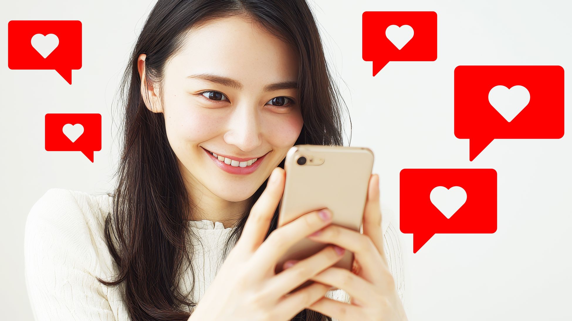 「いいね」をもらって喜ぶ女性