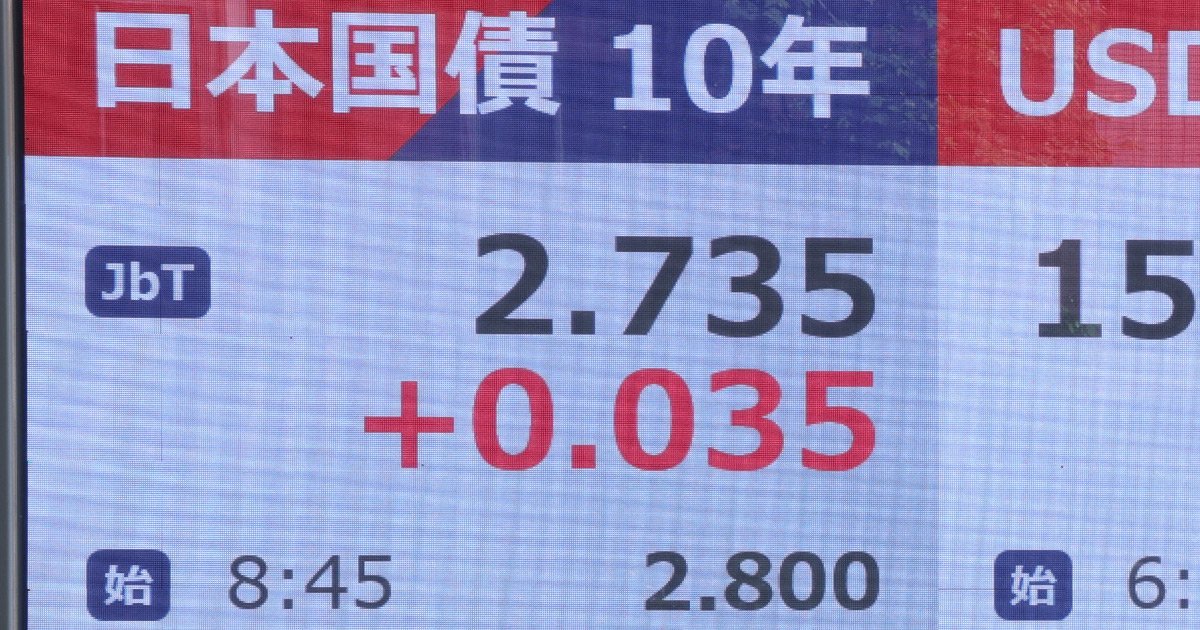 日本国債10年の利回りを示す市場モニター
