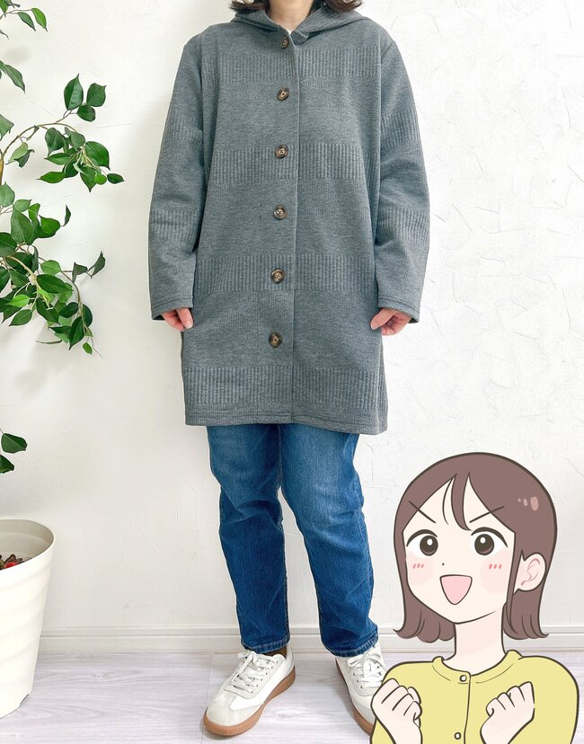 お尻までまるっと隠せる！しまむらの「1969円カーディガン」サッと羽織るだけでオシャレだし、ぽっこりお腹も目立ちにくい！