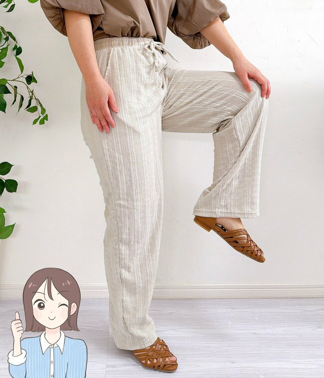 【ワークマン】サラッと涼しくて毎日はきたい！1500円の「楽ちんパンツ」クシュッと感が大人かわいい！