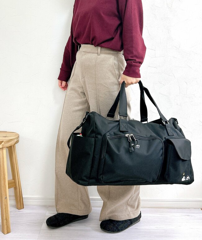 3泊分の荷物が入った！しまむらで見つけた「スヌーピーのボストンバッグ」今っぽいデザインがオシャレだし、2970円で買えるのすごい！