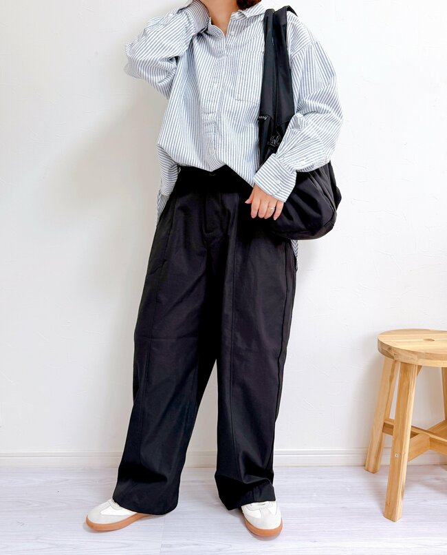 毎日のコーデに手放せない!しまむらの「細見えワイドパンツ」オシャレに体型カバーできて天才!《購入レビュー》