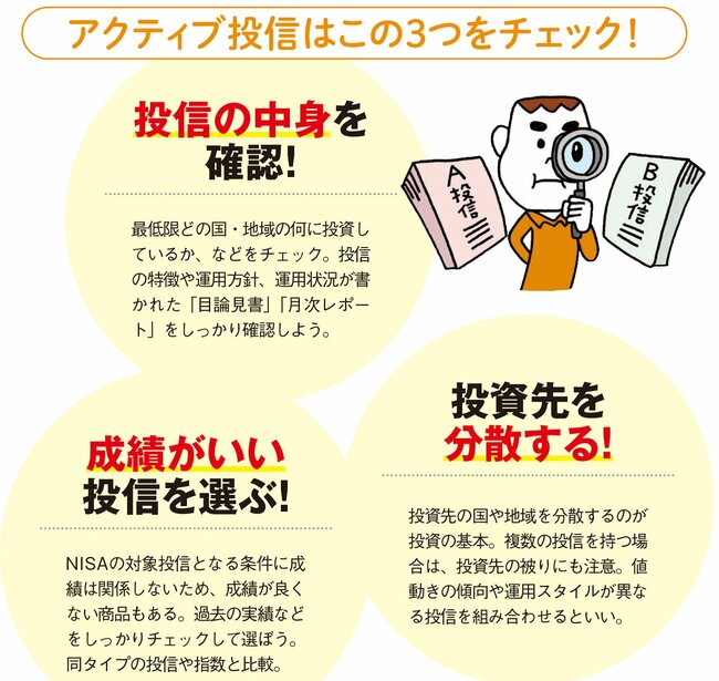 アクティブ投信はこの3つをチェック！
