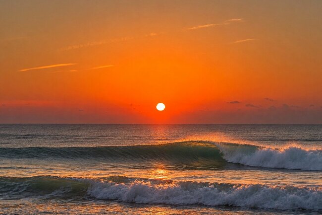 朝焼けの海