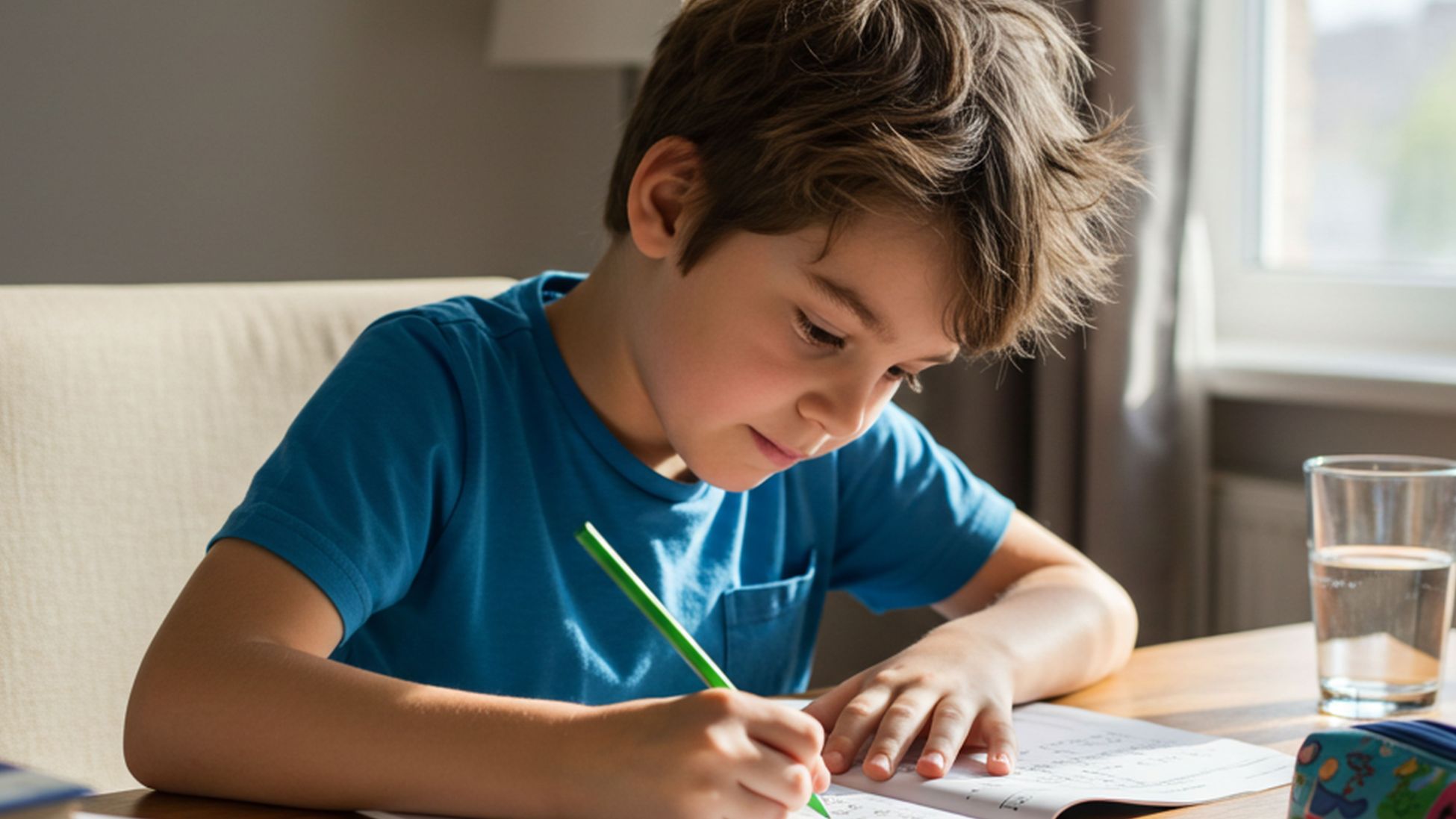 勉強をする少年