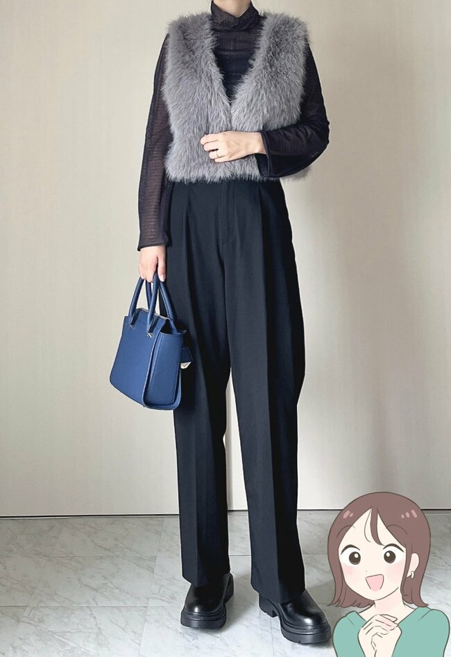 1639円とは思えない…！しまむらの「ふわもこベスト」サッと羽織るだけでコーデがおしゃれ見えするの！