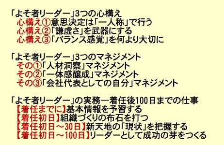 「よそ者リーダー」の教科書、目次より抜粋