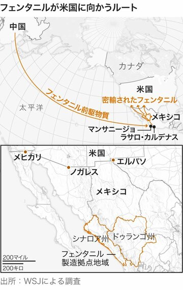 図でみる麻薬密輸ネットワーク 中南米から米国へ