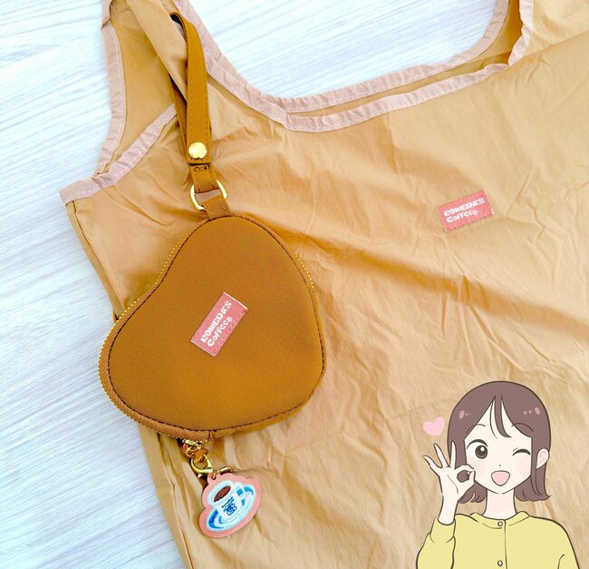 ミニ財布にちょうどいい…！コメダ珈琲の「ポーチ付きエコバッグ」が可愛すぎる！コーヒーカップのチャームにも一目惚れ！【購入レビュー】