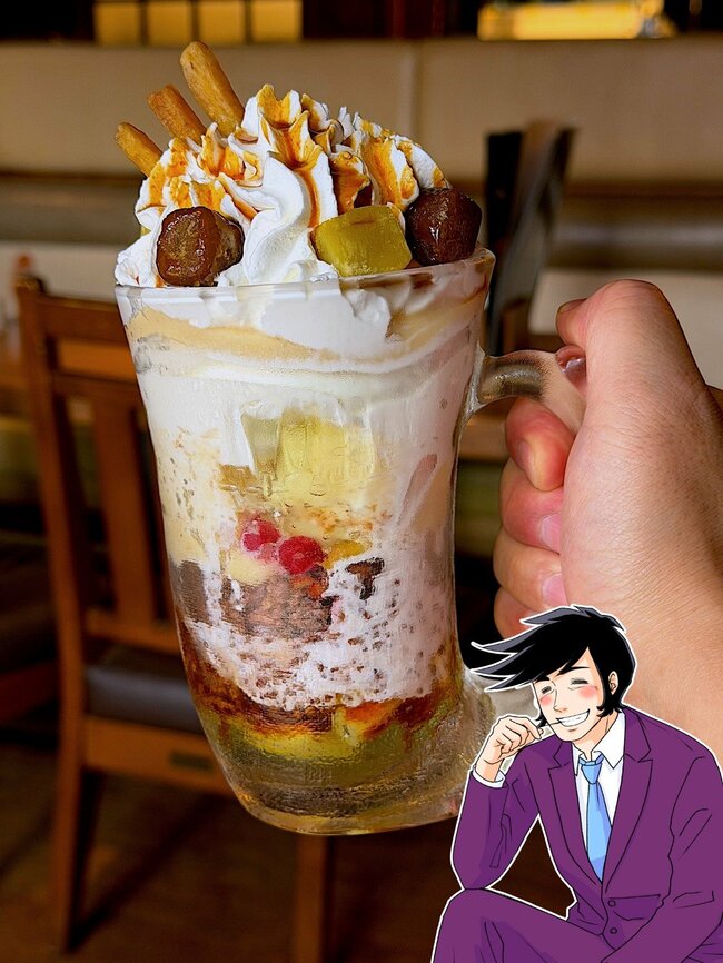 「デカすぎ」「迫力がすごい！」びっくりドンキーの“鬼盛りスイーツ”お腹パンパンで苦しい！「満足感ハンパねーっす」《実食レビュー》