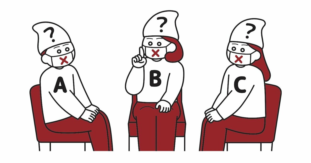 【思考力チェック！】赤か青か白の帽子をかぶらされ、互いにコミュニケーションがとれない3人が同時に「自分の帽子の色」を宣言して、少なくとも1人が正解しなければならない。どうすればいいか？