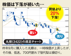 丸順の株価は下落が続いた