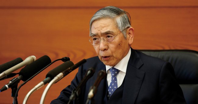 1月21日、記者会見に臨んだ
日本銀行の黒田東彦総裁　