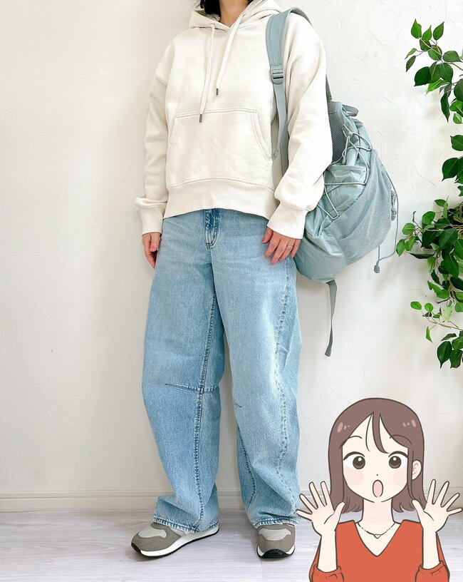 「この形を探してました！」「休日ほぼ履いてます」GUの“絶賛ゆったりパンツ”丸みのあるシルエットが可愛い！「スッキリ見えて大正解でした」