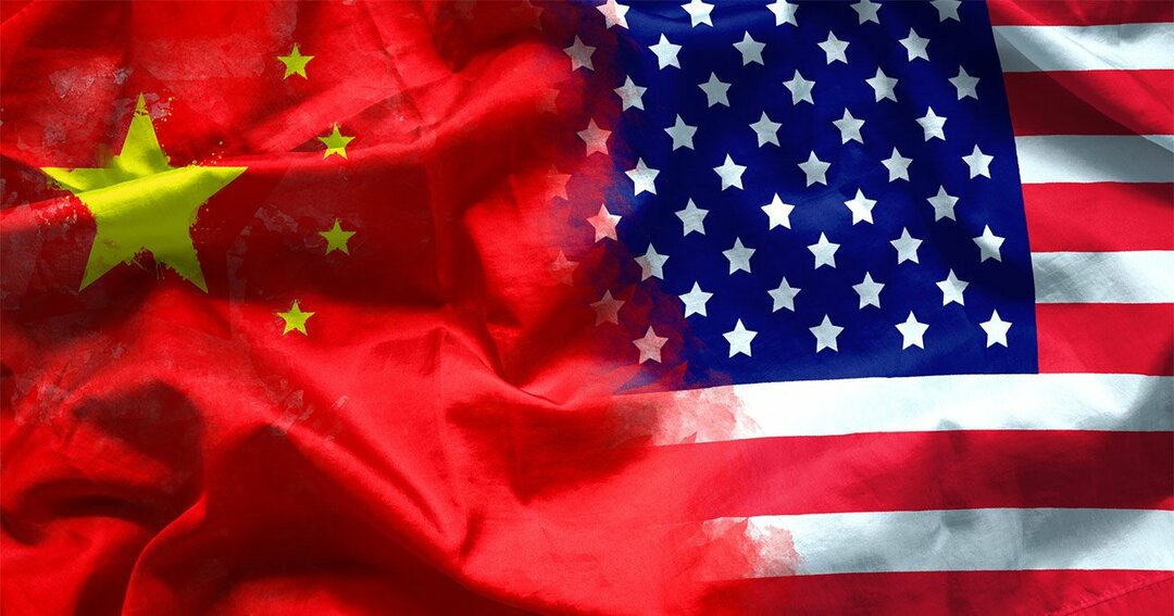米中の旗