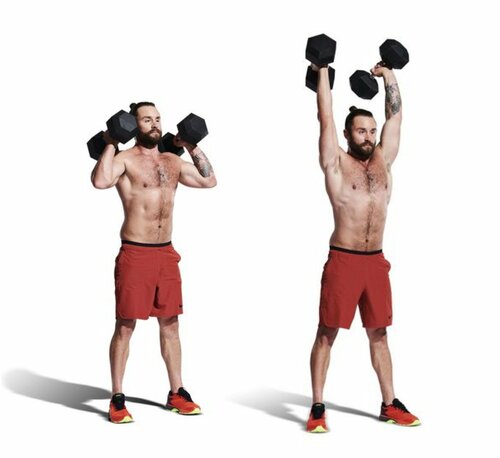 strict dumbbell shoulder press