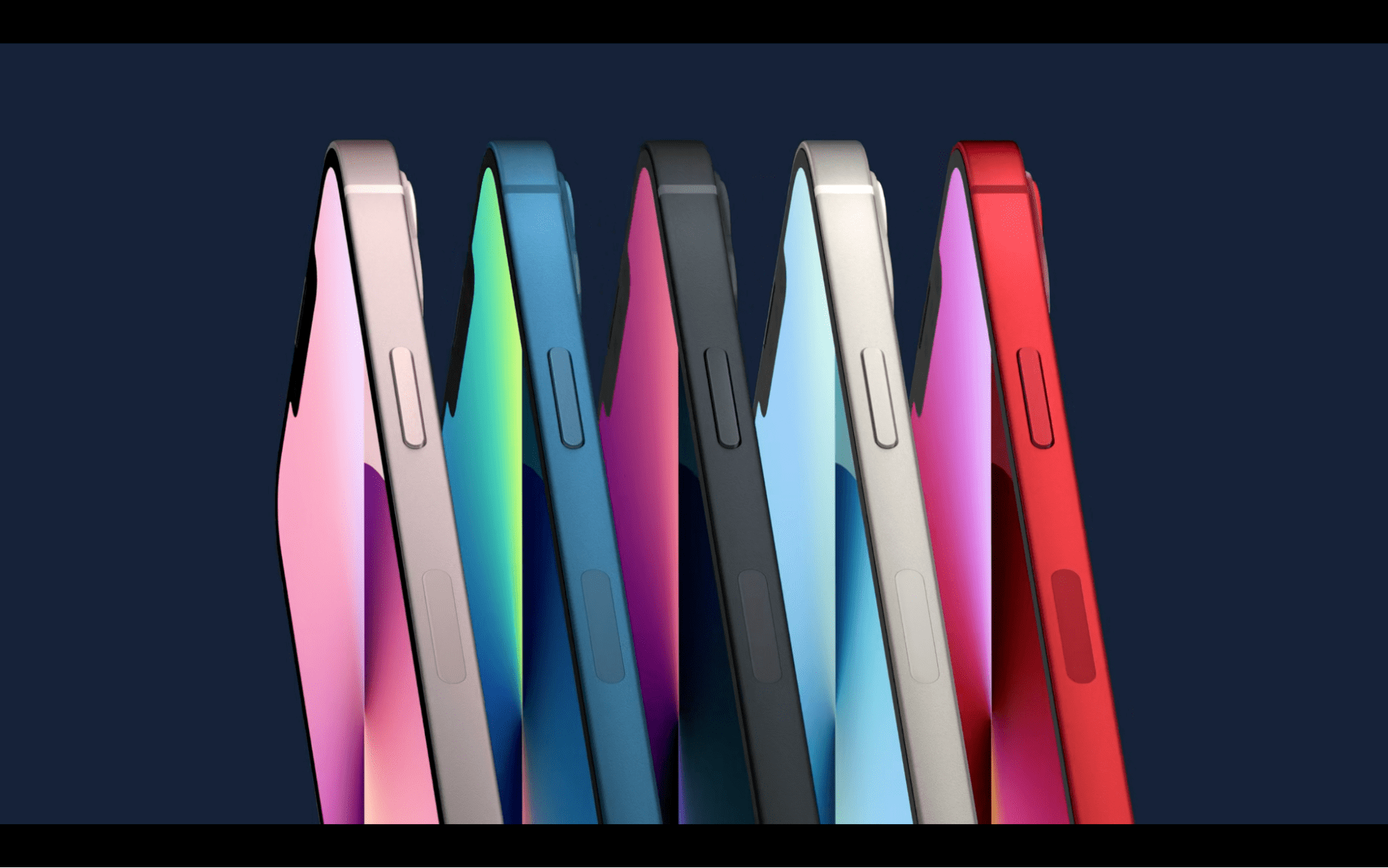 iPhone 13のカラーバリエーションは、ピンク、ブルー、ミッドナイト、スターライト、（PRODUCT）REDの5色