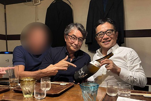 モリモト新社長の柏木二郎くん。同じくトライアスロン仲間であるフジテレビの解説委員、鈴木款さんと