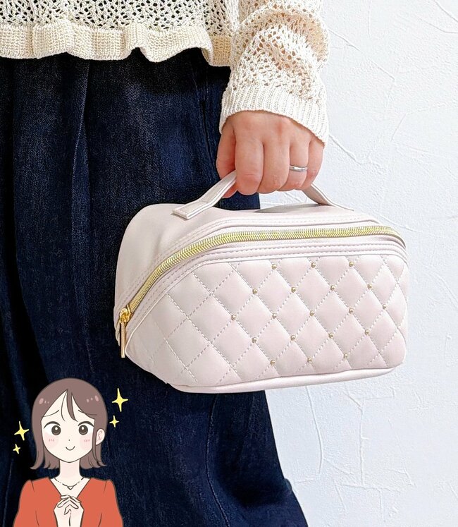 いつものメイク道具がまるっと入った！ニトリの「おしゃれ大容量ポーチ」ガバッと大きく開いて使いやすい！《購入レビュー》