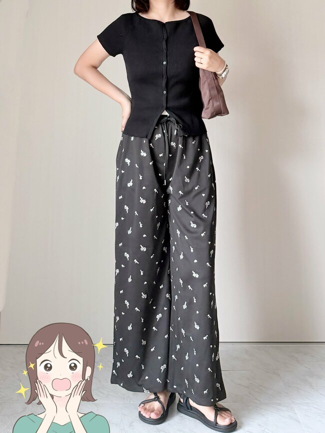 【しまむら】ジャージみたいで楽ちん！1639円の「高見えワイドパンツ」脚長効果もバツグンです！《購入レビュー》