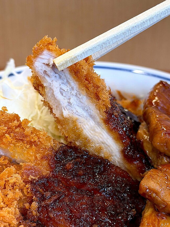 こりゃ通いつめたくなるわ!かつやの“豪快どんぶり”お肉2種盛で白米が止まらない!「ヘビーだった」「ウマすぎんだろ!」《実食レビュー》