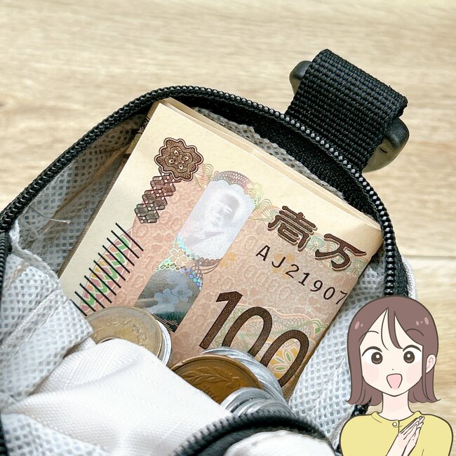 ミニ財布にちょうどいい…！セリアの「ミニチュアみたいなポーチ」ガバッと開いて取り出し楽ちんです！