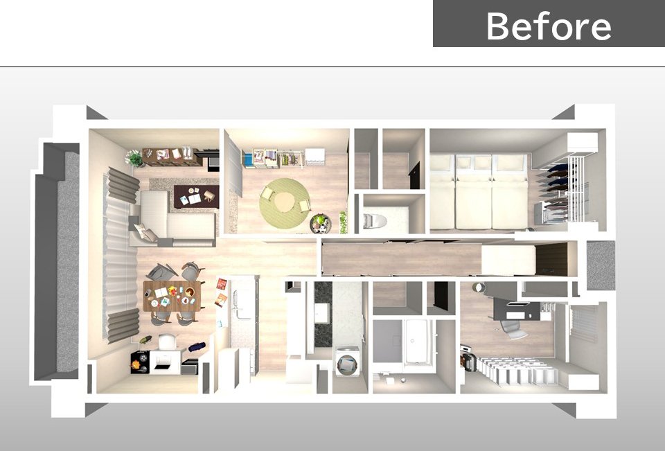 Before-収納の位置が悪いことで散らかりやすい部屋に