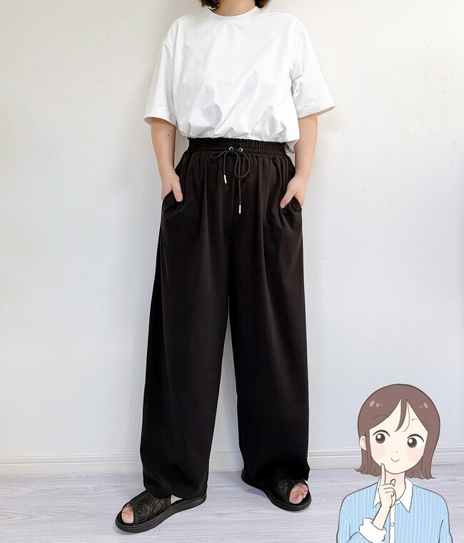 【しまむら】スタイルが良く見えて感動!1639円の「高見えワイドパンツ」びよ〜んと伸びる生地で楽ちん!《購入レビュー》