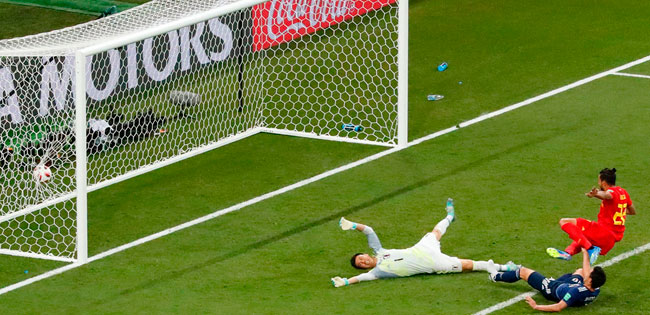 日本代表がベルギー代表から勝ち越しゴールを決められた瞬間