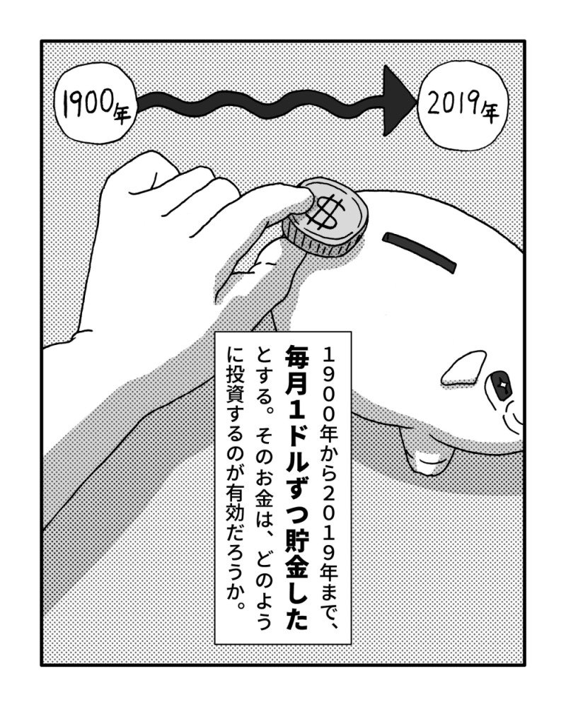 1900年から2019年まで、毎月1ドルずつ貯金したとする。そのお金を、どのように投資するのが有効だろうか。