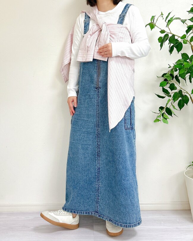 【しまむら】すぽんと着るだけでかわいい！2420円の「着痩せジャンスカ」まるっと体型カバーできて楽ちん！