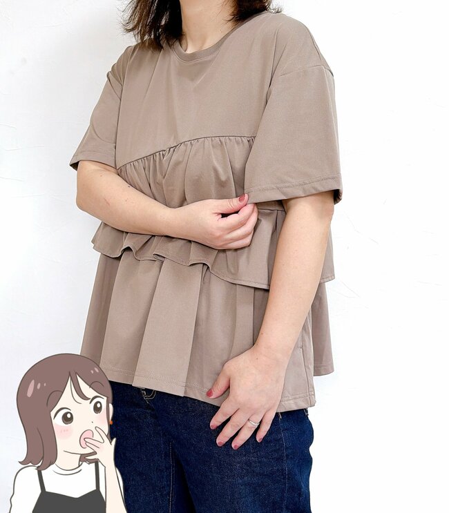 【ワークマン】すぽんと着るだけで可愛い…！1500円の「ふんわりトップス」体型カバーできるし、UVカット付きで天才だよ！《購入レビュー》
