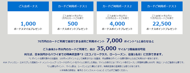 Anaアメリカン エキスプレス カードへの入会 利用で最大3万5000