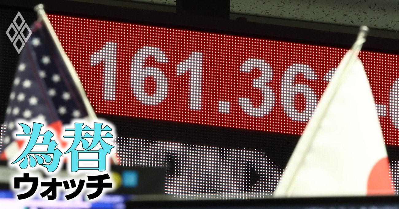 1ドル＝161円台の円相場を示すモニター