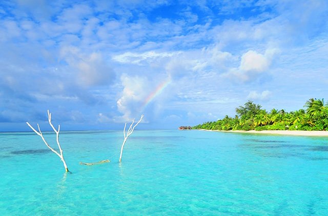 美しすぎる海に虹がかかる