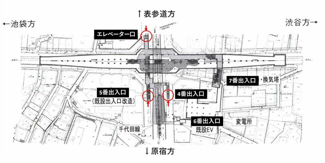 図表：『副都心線建設史』から明治神宮前駅平面図