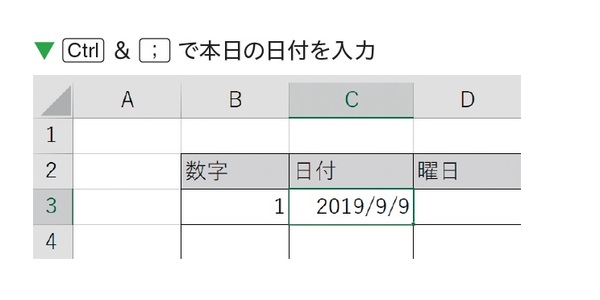 エクセルは、「本日の日付」を一瞬で入力できる