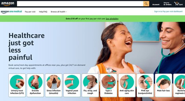 アメリカ本国で提供されている「Amazon One Medical」のウェブサイト