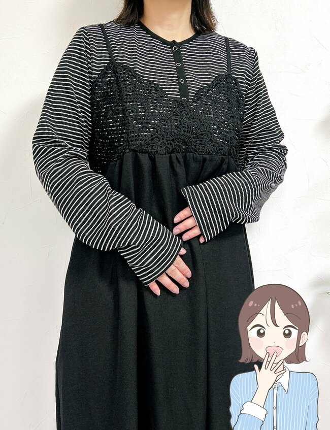 【しまむら】すぽんと着るだけであか抜ける…！2420円の「ふんわりワンピース」胸元のレースが素敵すぎるんです！