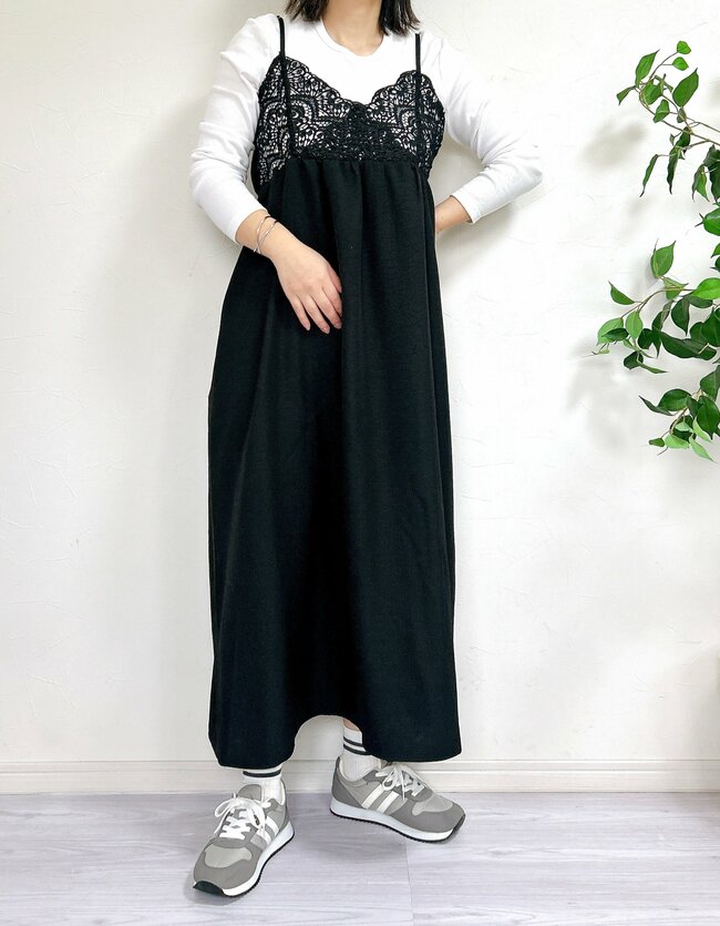 【しまむら】すぽんと着るだけであか抜ける…！2420円の「ふんわりワンピース」胸元のレースが素敵すぎるんです！