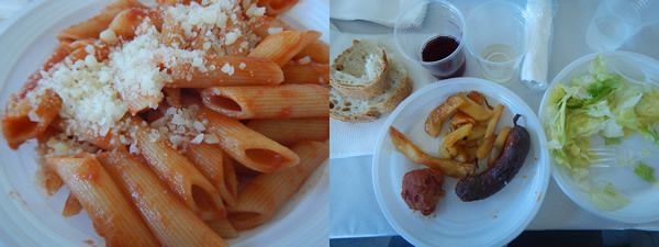 イタリア避難所のキッチンカーの料理
