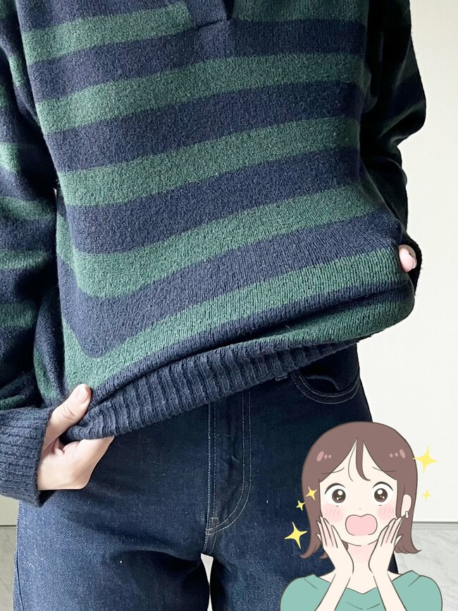 2490円→1990円に値下げ中!GUの“もちもちニット”肌ざわりが気持ちいいし、パンツコーデで大活躍!「甘すぎないデザイン」「これを着ていると好評です」