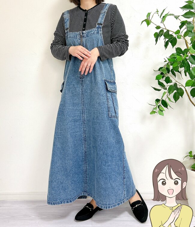 【しまむら】すぽんと着るだけでかわいい！2420円の「着痩せジャンスカ」まるっと体型カバーできて楽ちん！