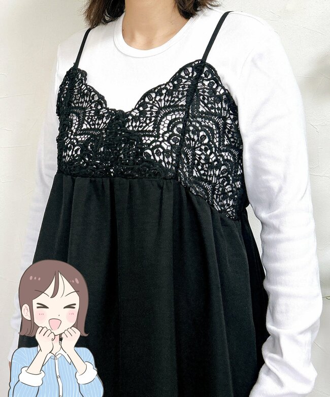 【しまむら】すぽんと着るだけであか抜ける…！2420円の「ふんわりワンピース」胸元のレースが素敵すぎるんです！