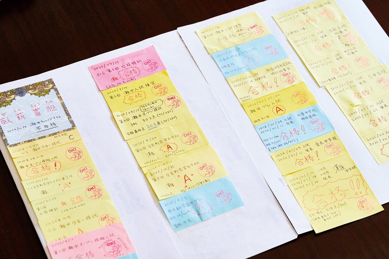【灘合格家族】「テストが全部教えてくれる」結果が出るたびに父が付箋に記した“フィードバック”の中身